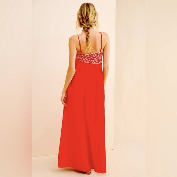 FARM Rio Red Maxi Dress with Fish Embroidery - Picture 2 of 6